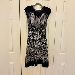 BCBGMaxAzria Black and White Midi Dress